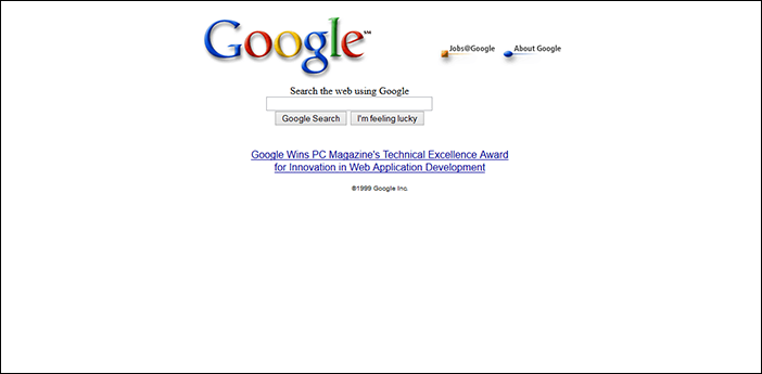 Главная страница Google (1999 год)